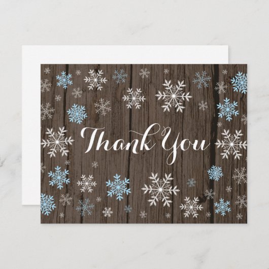 Blue Snowflakes Winter Rustic Wood Hartelijk dank (Voorkant / Achterkant)
