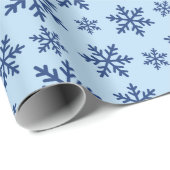 Blue Snowflakes Winter Verjaardag Cadeau Naadloos Cadeaupapier (Rol Hoek)