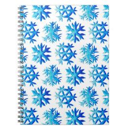 Blue Snowflakes Winter Waterverf Pattern Notitieboek