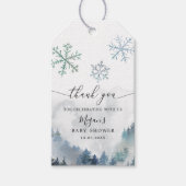 Blue Snowflakes Winter Wonderland Baby shower Cadeaulabel (Voorkant)