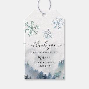 Blue Snowflakes Winter Wonderland Baby shower Cadeaulabel