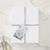 Blue Snowflakes Winter Wonderland Baby shower Cadeaulabel (Met Touw)