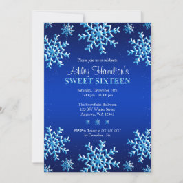 Blue Snowflakes Winter Wonderland Sweet 16 Kaart