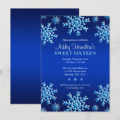 Blue Snowflakes Winter Wonderland Sweet 16 Kaart (Voorkant / Achterkant)