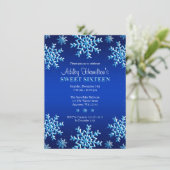 Blue Snowflakes Winter Wonderland Sweet 16 Kaart (Staand voorkant)