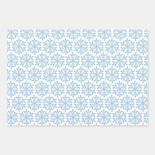 Blue Snowflakes Wrapping Paper Flat Sheet Set van  (Voorkant)