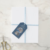 Blue Snowglobe Sneeuwvlok Foto Cadeaulabel (Met Touw)