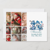 Blue Snowman 9 Photo  First Christmas Feestdagenkaart (Voorkant)