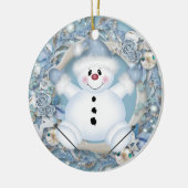 Blue Snowman Ceramic Ornament (Links)