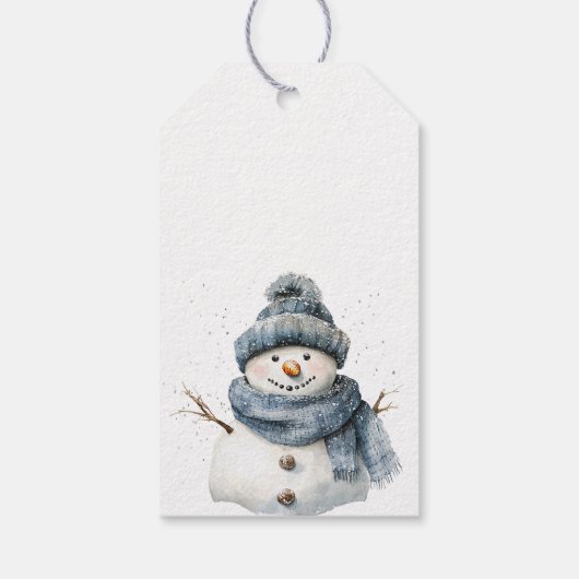 Blue Snowman Christmas Cadeaulabel (Achterkant)