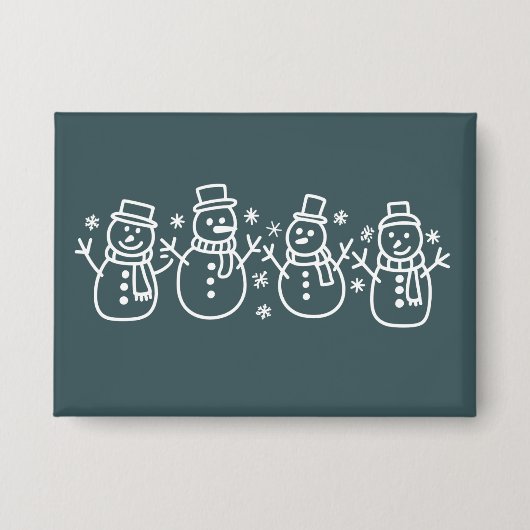 Blue Snowman Christmas Holiday Winter Festive Xmas Button (Voorkant)