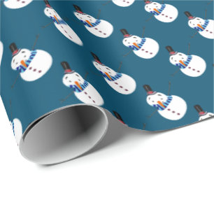 Blue Snowman, Festive Cadeaupapier