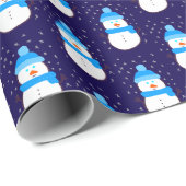 Blue Snowman in Flurry Cadeaupapier (Rol Hoek)