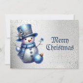 Blue Snowman Kerst Elegante Winter Feestdagenkaart (Voorkant)