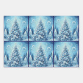 Blue Snowman Kerstboom Baubles Decoupage Inpakpapier Vel (Voorkant 3)