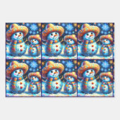 Blue Snowman Kerstboom Baubles Decoupage Inpakpapier Vel (Voorkant)
