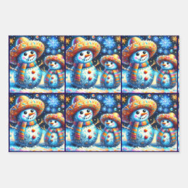 Blue Snowman Kerstboom Baubles Decoupage Inpakpapier Vel