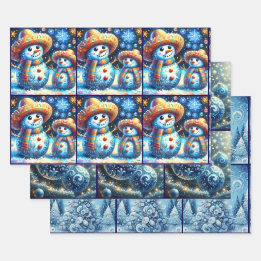 Blue Snowman Kerstboom Baubles Decoupage Inpakpapier Vel (Set)