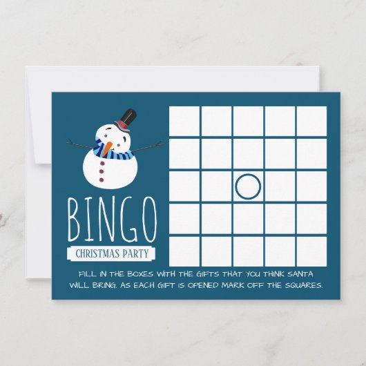 Blue Snowman, Kerstfeest Bingo Kaart (Voorkant)