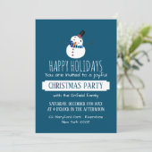 Blue Snowman, kerstfeest uitnodiging (Staand voorkant)