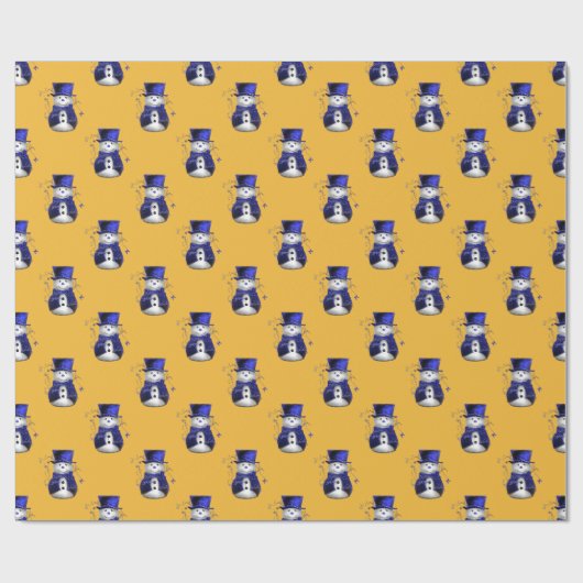 Blue Snowman Kerstmis Cadeaupapier (Vlak)