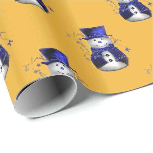 Blue Snowman Kerstmis Cadeaupapier (Rol Hoek)
