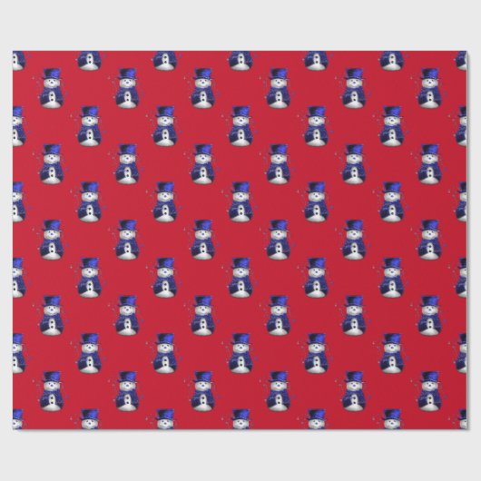 Blue Snowman Kerstmis Cadeaupapier (Vlak)
