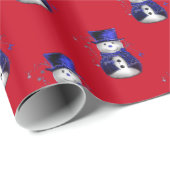 Blue Snowman Kerstmis Cadeaupapier (Rol Hoek)