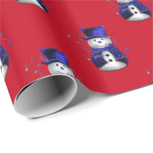 Blue Snowman Kerstmis Cadeaupapier (Rol Hoek)