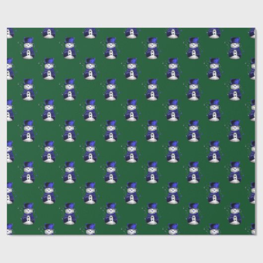 Blue Snowman Kerstmis Cadeaupapier (Vlak)