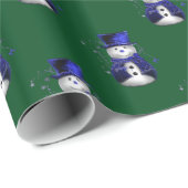 Blue Snowman Kerstmis Cadeaupapier (Rol Hoek)