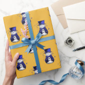 Blue Snowman Kerstmis Cadeaupapier