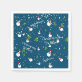 Blue Snowman Kerstmis gepersonaliseerd Servet (Voorkant)