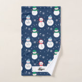 Blue Snowman-kerstpatroon met naam Bad Handdoek (Handdoek)