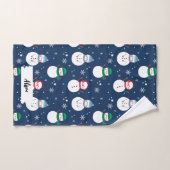 Blue Snowman-kerstpatroon met naam Bad Handdoek (Handdoek)