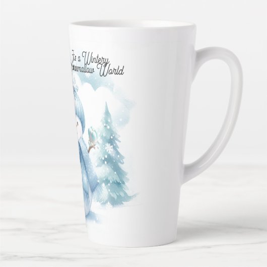 Blue Snowman Marshmallow World Latte Mok (Rechts)