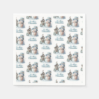 Blue Snowman Napkin Servet