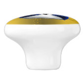 Blue Snowman op Gold Kerstmis Keramische Knop (Zijkant)