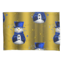 Blue Snowman op Gold Kerstmis