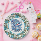 Blue Snowman Papieren Bordje (Feest)