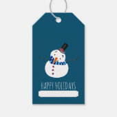 Blue Snowman Prettige feestdagen Cadeaulabel (Voorkant)