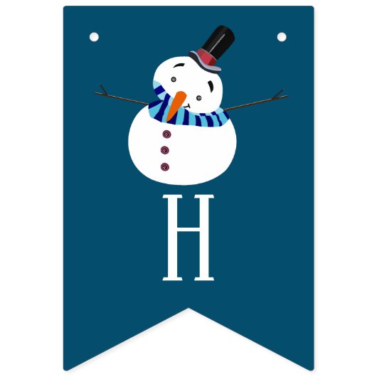 Blue Snowman Prettige feestdagen Vlaggetjes (Tweede vlag)