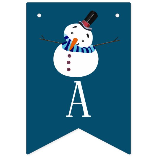 Blue Snowman Prettige feestdagen Vlaggetjes (Derde vlag)