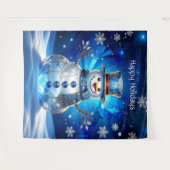 Blue Snowman Snowflakes Holiday Backdrop Wandkleed (Voorkant (horizontaal))