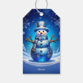Blue Snowman Snowflakes Holiday Gift Tag Cadeaulabel (Achterkant)