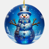 Blue Snowman Snowflakes Holiday Ornament (Achterkant)