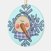 Blue Snowman Snowflakes Holiday Ornament (Links)