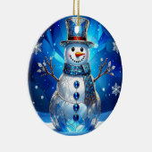 Blue Snowman Snowflakes Holiday Ornament (Rechts)