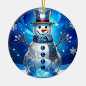 Blue Snowman Snowflakes Holiday Ornament (Voorkant)