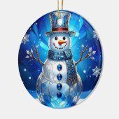 Blue Snowman Snowflakes Holiday Ornament (Links)